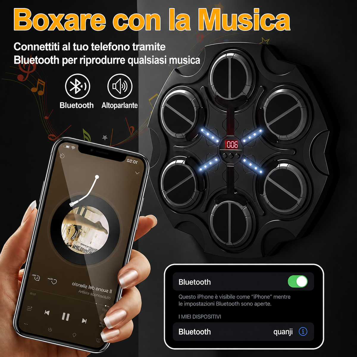 Bersaglio Boxe Musicale da Parete